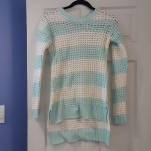 Rue 21 Aqua Striped Light Hi Lo Sweater
